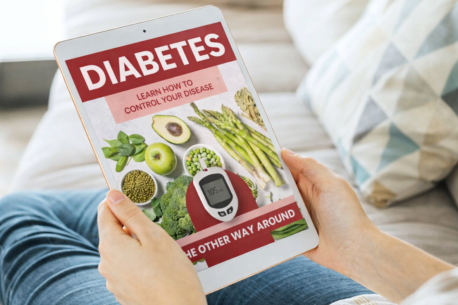 Digital wellness guide displayed on tablet device about healthy nutrition habits