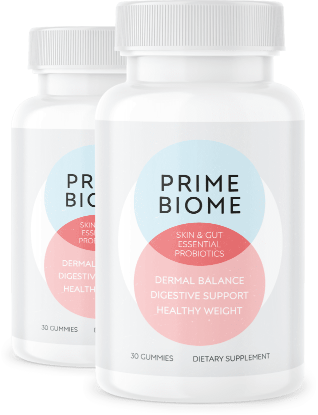 Prime Biome 2-bottle pack — 60 probiotic gummies for skin and gut health, digestive support and healthy weight